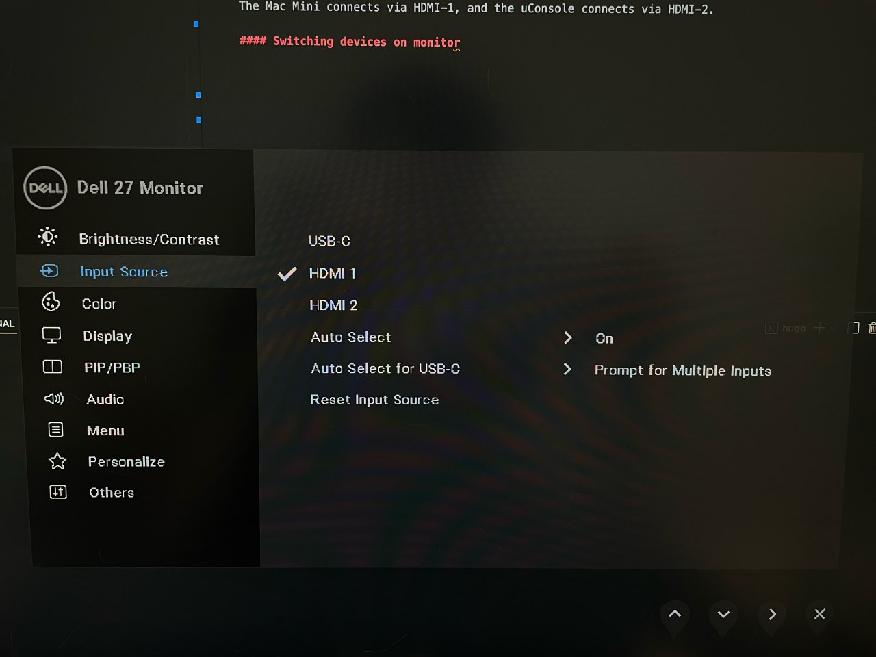 Monitor menu